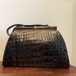 Vintage 60’s era genuine Crocodile Purse with brass accents.